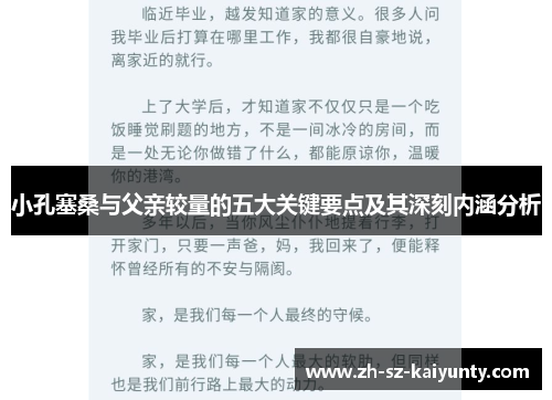 小孔塞桑与父亲较量的五大关键要点及其深刻内涵分析